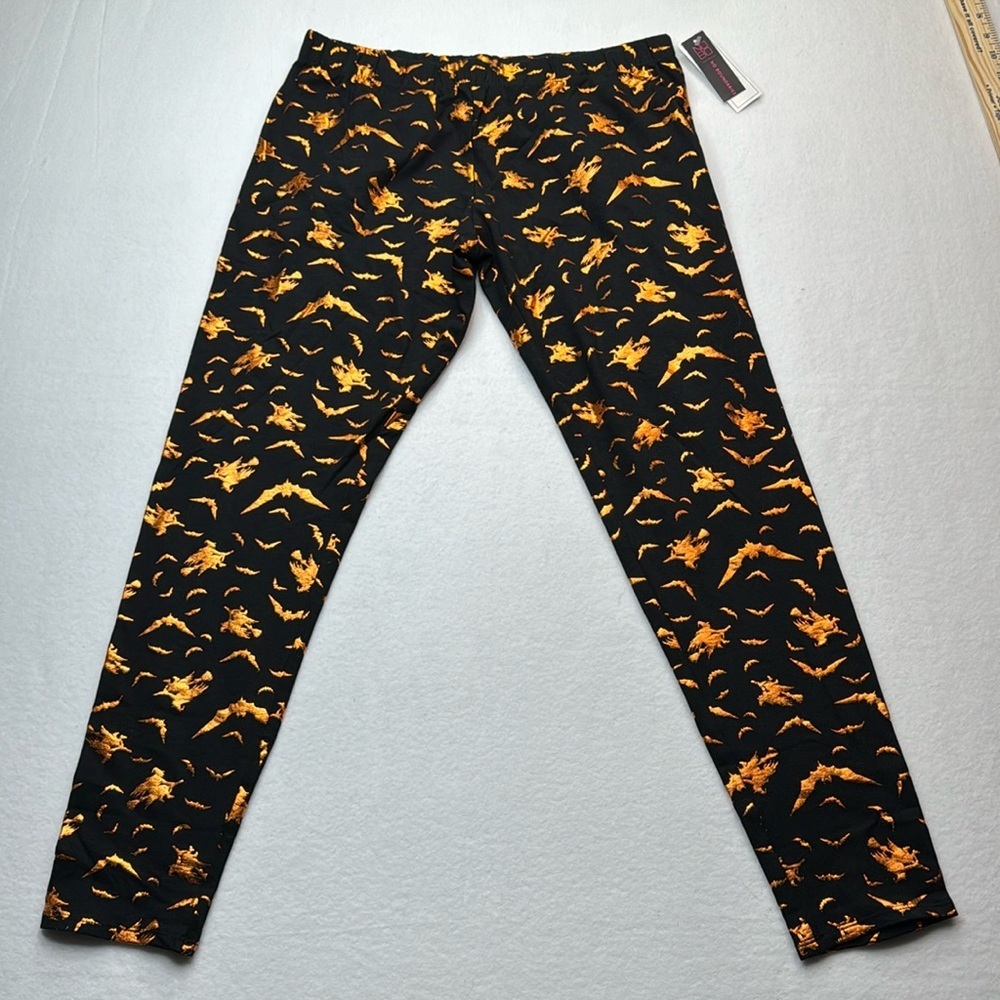 Nobo Ankle Leggings WICKED Witch size Large 11 13 stretchy black gold with bats